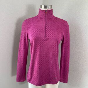 LL Bean Womens Small Pink 1/4 Zip Pullover Activewear Stretch Top Shirt